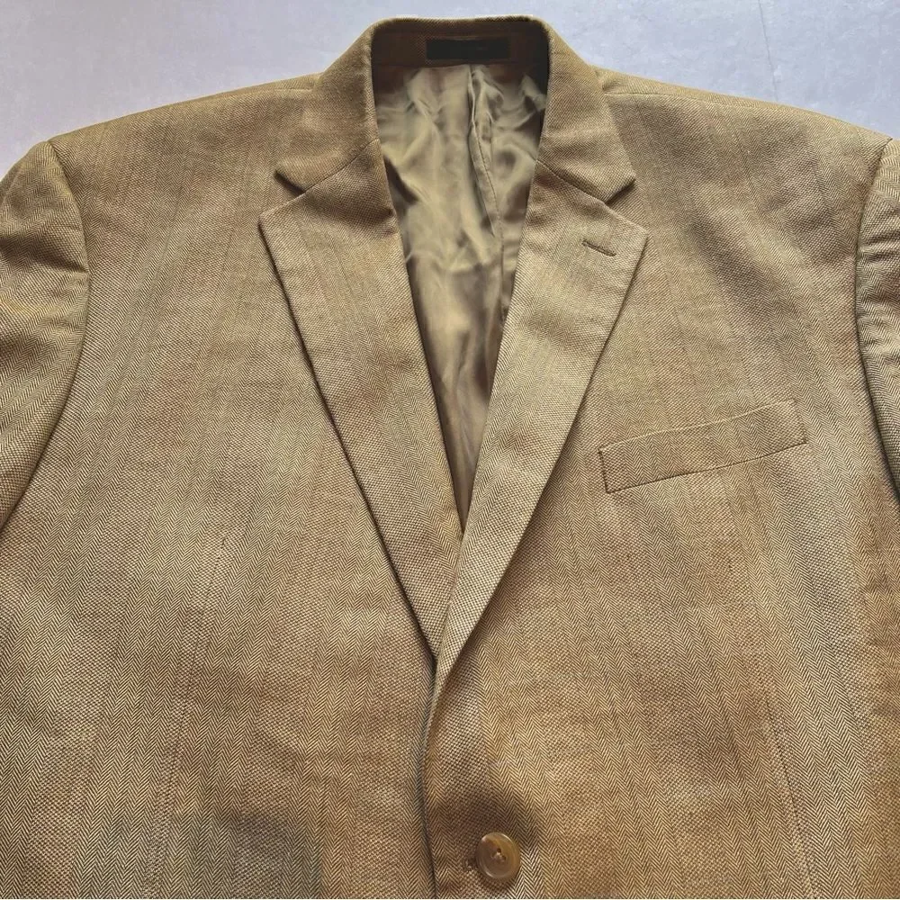 Lauren by Ralph Lauren Men's Sport Coat Camel w/lt blue pinstripe Size 48R